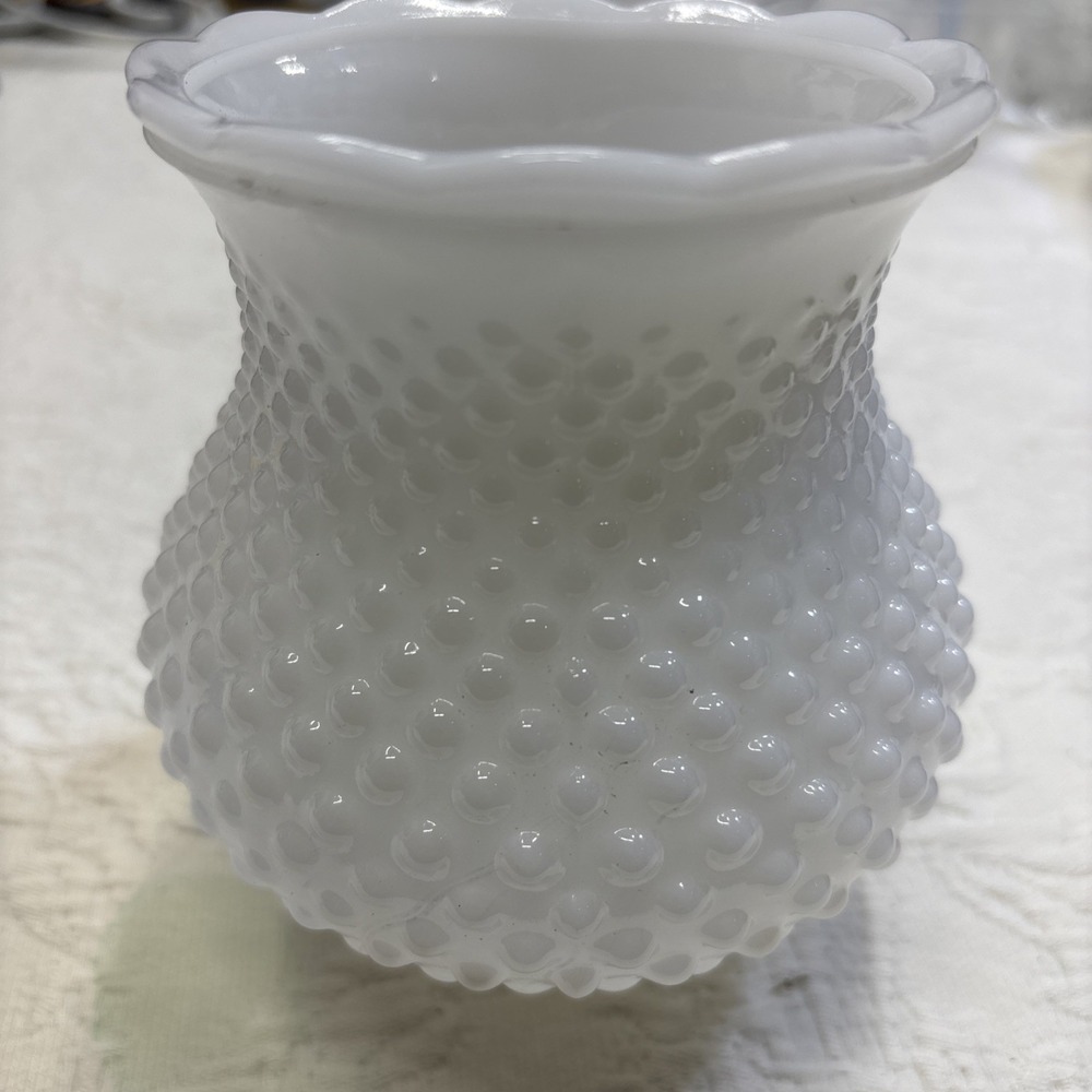 Vintage Milk Glass Hobnail Hurricane Lamp Shade Globe 1.5"